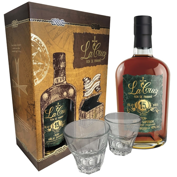 RUMS LA CRUZ 15YO 0,7L 40% GB + 2 Glasses