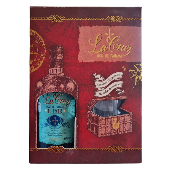 RUMS LA CRUZ Elixir 0,7L 34% GB + 2 Glasses